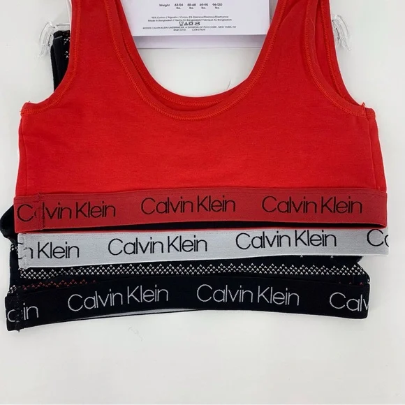 Calvin Klein NWT Girls' Red, Black, and White 3-Pack Pull Over Bralette, Medium - Picture 9 of 12